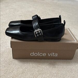 Dolce Vita Black Flats with Silver Buckle